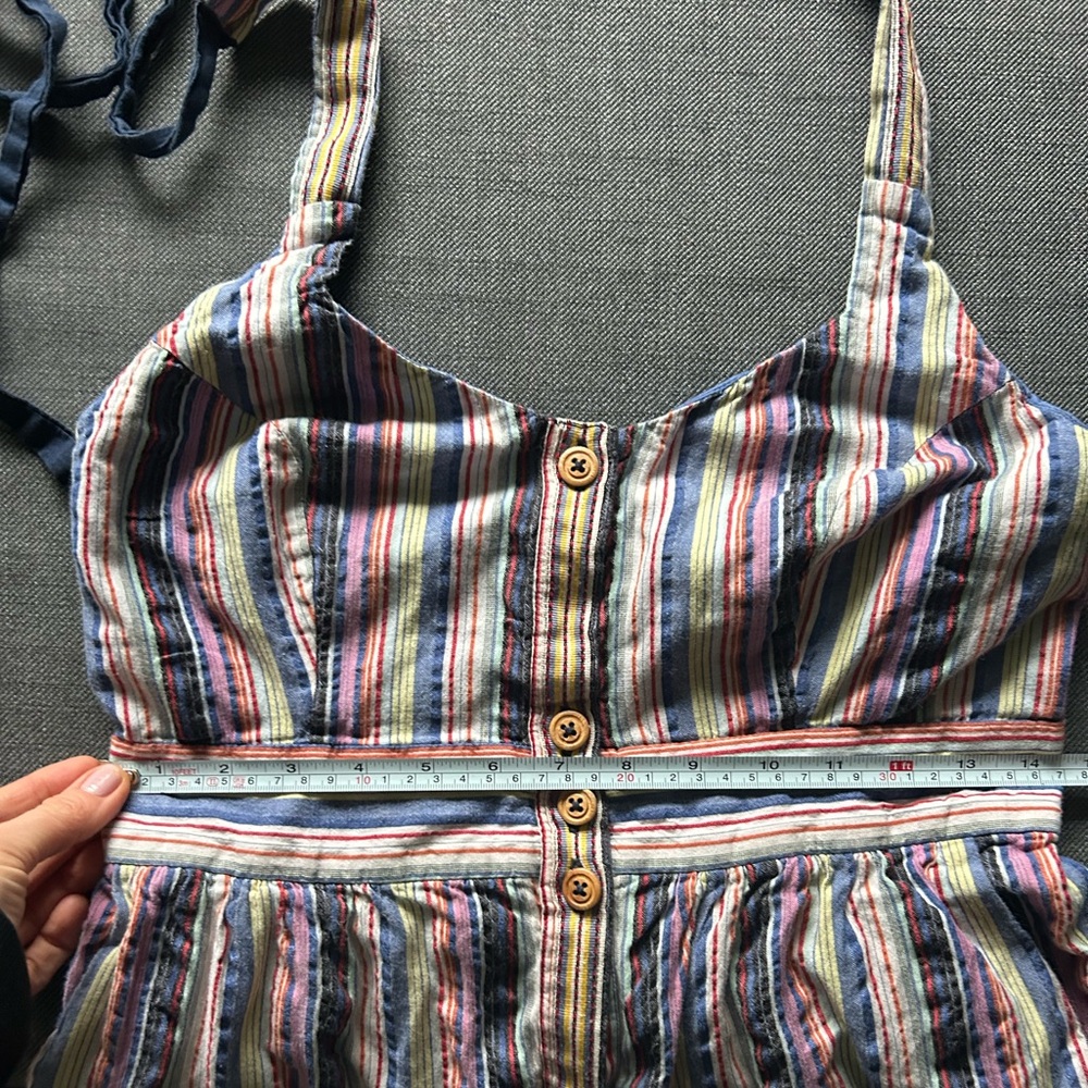 Anthropologie Maeve Striped Halter Tiered
Button Front Dress Size 8 - Picture 13 of 16